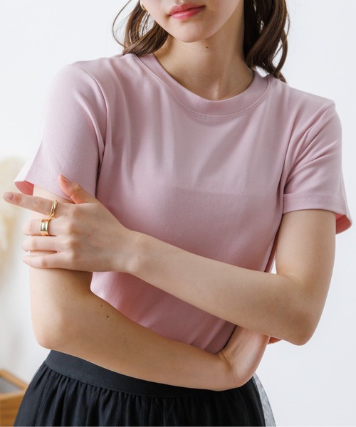 Ada.(エイダ)の「シンプル コンパクトTシャツ(Tシャツ/カットソー・レディース・ブラック/ブルー系その他/ホワイト/ピンク・FREE)」の8枚目の写真