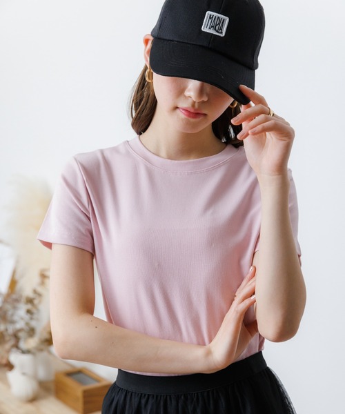 Ada.(エイダ)の「シンプル コンパクトTシャツ(Tシャツ/カットソー・レディース・ブラック/ブルー系その他/ホワイト/ピンク・FREE)」の9枚目の写真