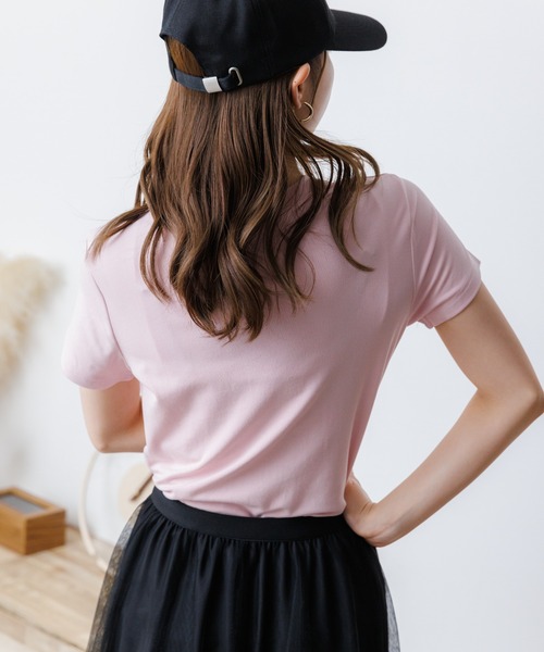 Ada.(エイダ)の「シンプル コンパクトTシャツ(Tシャツ/カットソー・レディース・ブラック/ブルー系その他/ホワイト/ピンク・FREE)」の10枚目の写真
