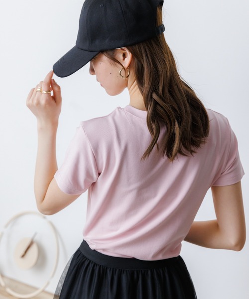 Ada.(エイダ)の「シンプル コンパクトTシャツ(Tシャツ/カットソー・レディース・ブラック/ブルー系その他/ホワイト/ピンク・FREE)」の11枚目の写真