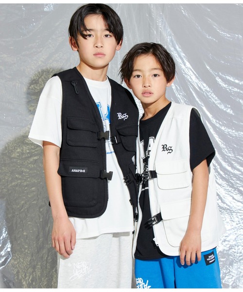 ANAP GｉRL（アナップガール）の「R+Sユーティーリティベスト（ベスト・キッズ・ブラック/ホワイト・M/S）」の13枚目の写真
