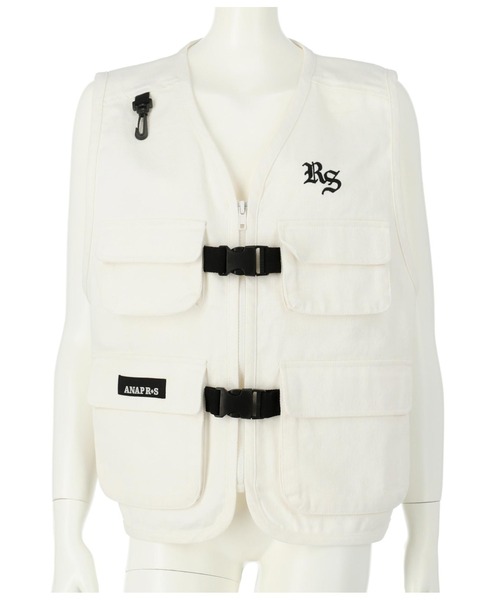 ANAP GｉRL（アナップガール）の「R+Sユーティーリティベスト（ベスト・キッズ・ブラック/ホワイト・M/S）」の17枚目の写真