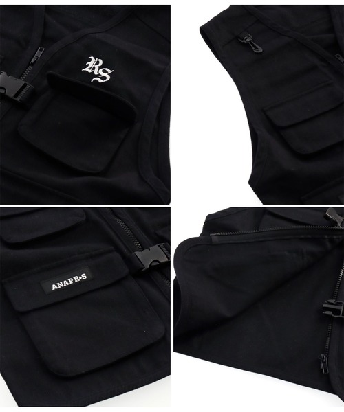 ANAP GｉRL（アナップガール）の「R+Sユーティーリティベスト（ベスト・キッズ・ブラック/ホワイト・M/S）」の5枚目の写真