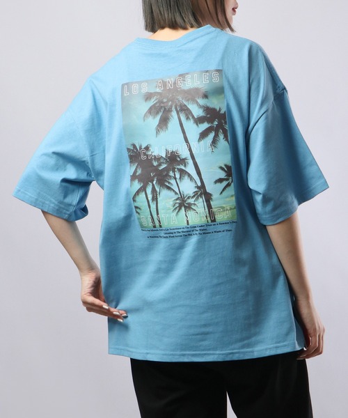 spiritoso（スピリトーゾ）の「spiritoso カルフォルニア バックプリントTシャツ  半袖（Tシャツ/カットソー・レディース・サックスブルー/スミクロ/ラベンダー/ホワイト・F）」の3枚目の写真