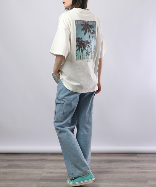 spiritoso（スピリトーゾ）の「spiritoso カルフォルニア バックプリントTシャツ  半袖（Tシャツ/カットソー・レディース・サックスブルー/スミクロ/ラベンダー/ホワイト・F）」の10枚目の写真