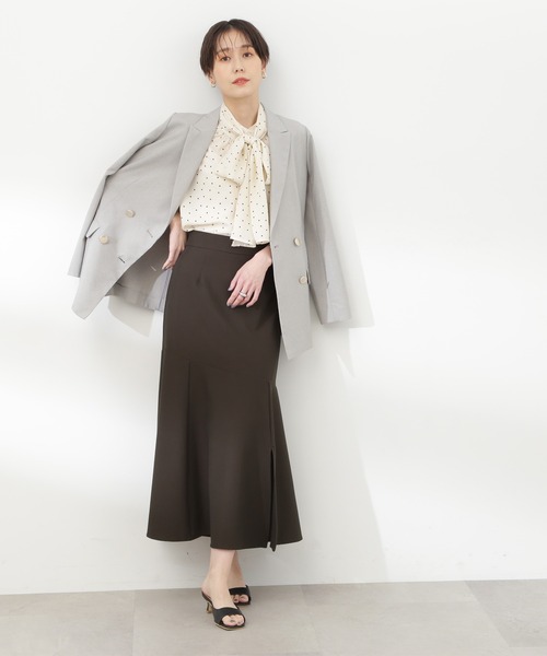 N.（N. Natural Beauty Basic）（エヌエヌナチュラルビューティーベーシック）の「【S Size Line】◆スリットマーメイドスカート（スカート・レディース・チャコール/オフホワイト・SMALL/MEDIUM）」の4枚目の写真