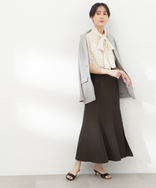 N.（N. Natural Beauty Basic）（エヌエヌナチュラルビューティーベーシック）の「【S Size Line】◆スリットマーメイドスカート（スカート・レディース・チャコール/オフホワイト・SMALL/MEDIUM）」の8枚目の写真