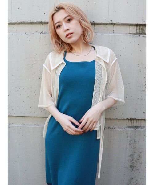 MURUA（ムルーア）の「パイピングメッシュシャツ（シャツ/ブラウス・レディース・アイボリー/ブラック・FREE）」の9枚目の写真