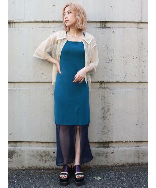 MURUA（ムルーア）の「パイピングメッシュシャツ（シャツ/ブラウス・レディース・アイボリー/ブラック・FREE）」の10枚目の写真