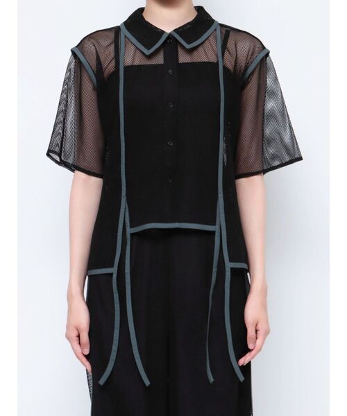 MURUA（ムルーア）の「パイピングメッシュシャツ（シャツ/ブラウス・レディース・アイボリー/ブラック・FREE）」の14枚目の写真