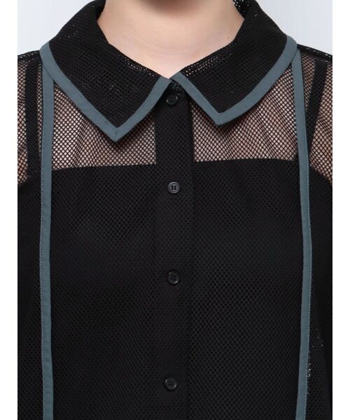 MURUA（ムルーア）の「パイピングメッシュシャツ（シャツ/ブラウス・レディース・アイボリー/ブラック・FREE）」の17枚目の写真