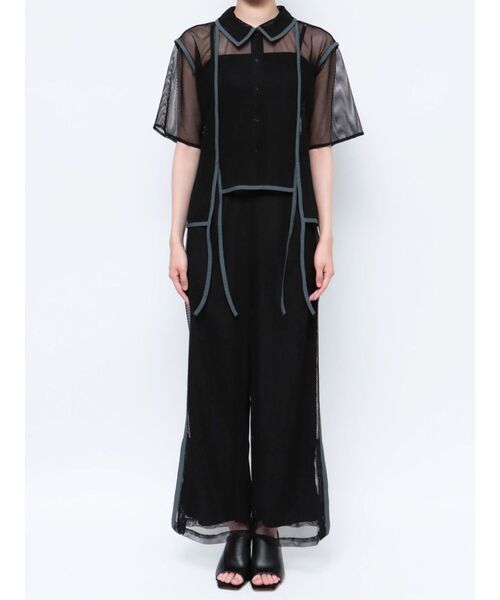 MURUA（ムルーア）の「パイピングメッシュシャツ（シャツ/ブラウス・レディース・アイボリー/ブラック・FREE）」の20枚目の写真