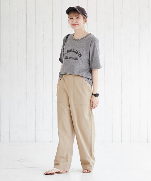 coen（コーエン）の「スラブプリントTシャツ（Tシャツ/カットソー・レディース・ホワイト/グレー・M/L）」の4枚目の写真