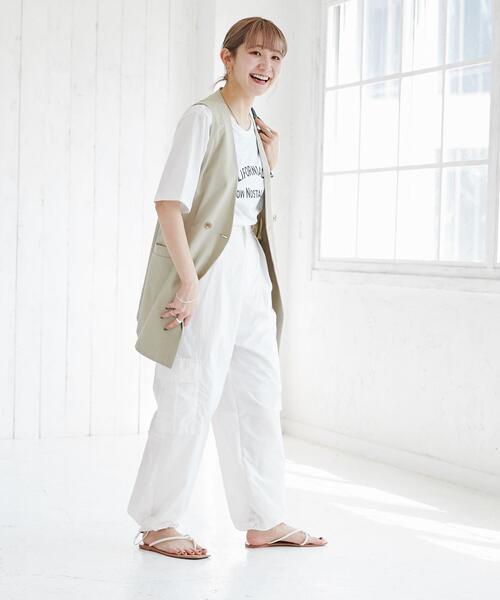 coen（コーエン）の「スラブプリントTシャツ（Tシャツ/カットソー・レディース・ホワイト/グレー・M/L）」の9枚目の写真