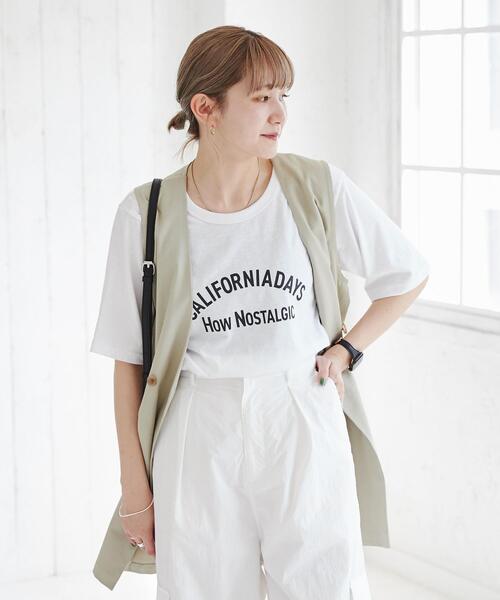 coen（コーエン）の「スラブプリントTシャツ（Tシャツ/カットソー・レディース・ホワイト/グレー・M/L）」の12枚目の写真