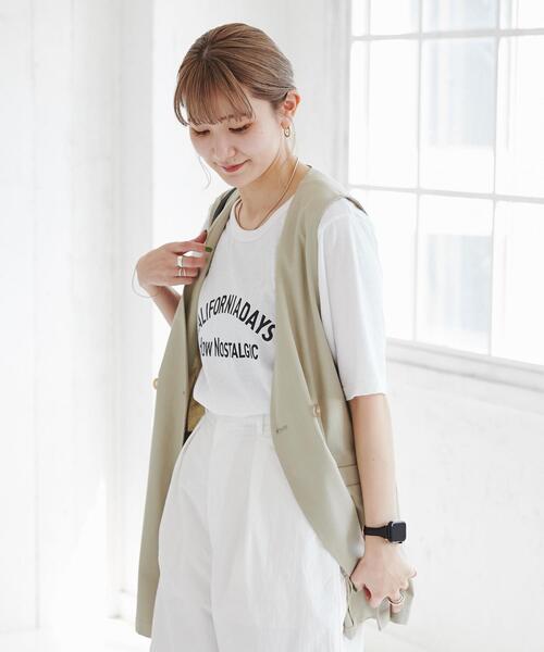 coen（コーエン）の「スラブプリントTシャツ（Tシャツ/カットソー・レディース・ホワイト/グレー・M/L）」の13枚目の写真