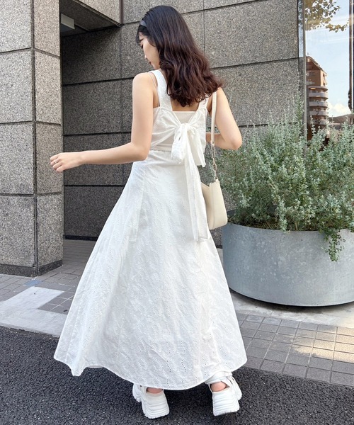 one after another NICE CLAUP(ワンアフターアナザーナイスクラップ)の「バックリボン/フレアジャンスカ(ワンピース・レディース・ブラック/オフホワイト/ピンク/ラベンダー・FREE)」の2枚目の写真