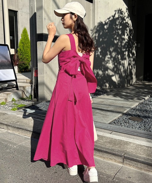 one after another NICE CLAUP(ワンアフターアナザーナイスクラップ)の「バックリボン/フレアジャンスカ(ワンピース・レディース・ブラック/オフホワイト/ピンク/ラベンダー・FREE)」の12枚目の写真