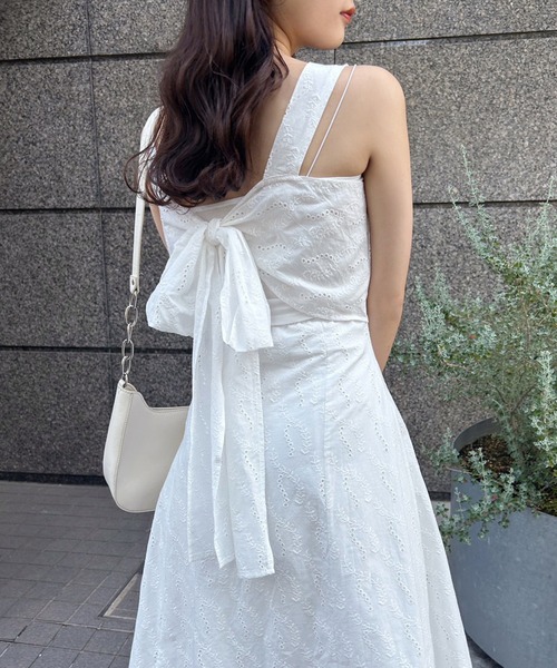 one after another NICE CLAUP(ワンアフターアナザーナイスクラップ)の「バックリボン/フレアジャンスカ(ワンピース・レディース・ブラック/オフホワイト/ピンク/ラベンダー・FREE)」の18枚目の写真