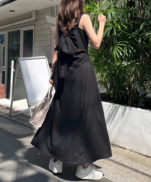 one after another NICE CLAUP(ワンアフターアナザーナイスクラップ)の「バックリボン/フレアジャンスカ(ワンピース・レディース・ブラック/オフホワイト/ピンク/ラベンダー・FREE)」の10枚目の写真
