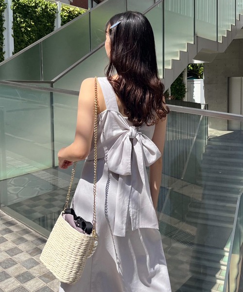 one after another NICE CLAUP(ワンアフターアナザーナイスクラップ)の「バックリボン/フレアジャンスカ(ワンピース・レディース・ブラック/オフホワイト/ピンク/ラベンダー・FREE)」の6枚目の写真