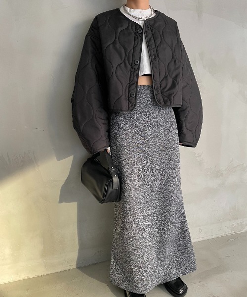 AIC.（エーアイシー）の「キルティングショートジャケット（ノーカラージャケット・レディース・カーキ/ブラック・FREE）」の18枚目の写真