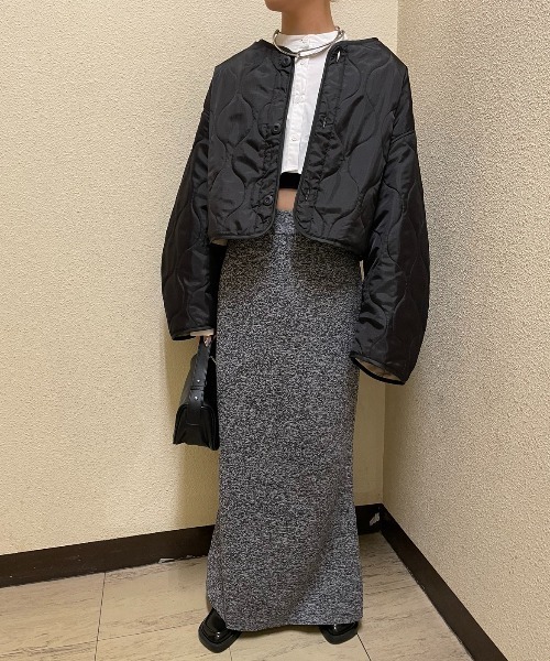 AIC.（エーアイシー）の「キルティングショートジャケット（ノーカラージャケット・レディース・カーキ/ブラック・FREE）」の19枚目の写真