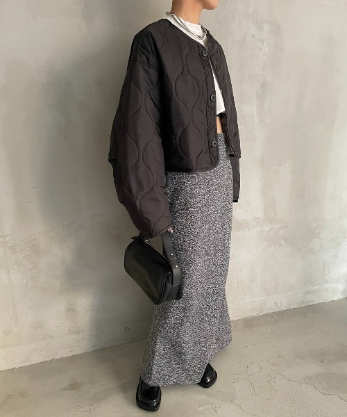 AIC.（エーアイシー）の「キルティングショートジャケット（ノーカラージャケット・レディース・カーキ/ブラック・FREE）」の20枚目の写真