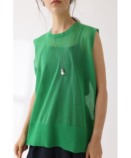 crie conforto（クリーコンフォルト）の「配色ラインシアーニットプルオーバー（ニット/セーター・レディース・ネイビー/グリーン/杢グレー・FREE）」の3枚目の写真