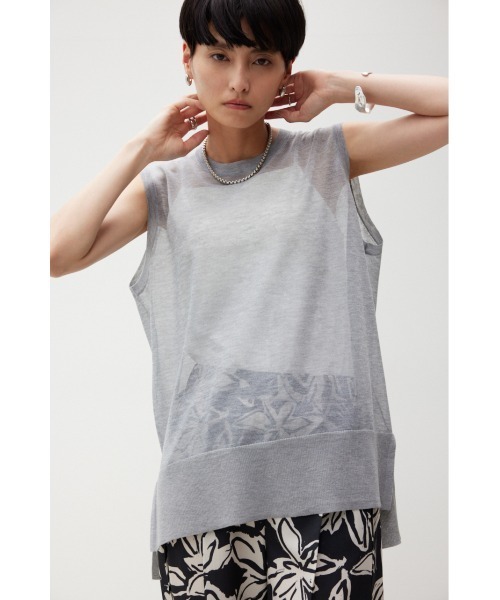 crie conforto（クリーコンフォルト）の「配色ラインシアーニットプルオーバー（ニット/セーター・レディース・ネイビー/グリーン/杢グレー・FREE）」の7枚目の写真