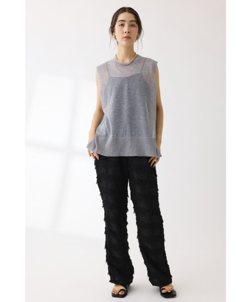 crie conforto（クリーコンフォルト）の「配色ラインシアーニットプルオーバー（ニット/セーター・レディース・ネイビー/グリーン/杢グレー・FREE）」の6枚目の写真