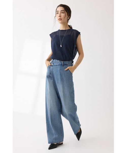 crie conforto（クリーコンフォルト）の「配色ラインシアーニットプルオーバー（ニット/セーター・レディース・ネイビー/グリーン/杢グレー・FREE）」の9枚目の写真