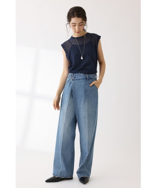 crie conforto（クリーコンフォルト）の「配色ラインシアーニットプルオーバー（ニット/セーター・レディース・ネイビー/グリーン/杢グレー・FREE）」の10枚目の写真