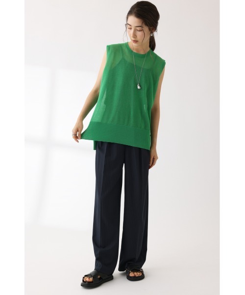 crie conforto（クリーコンフォルト）の「配色ラインシアーニットプルオーバー（ニット/セーター・レディース・ネイビー/グリーン/杢グレー・FREE）」の13枚目の写真