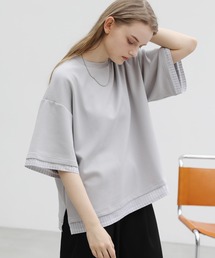 半袖フェイクレイヤードオーバーサイズポンチTシャツ