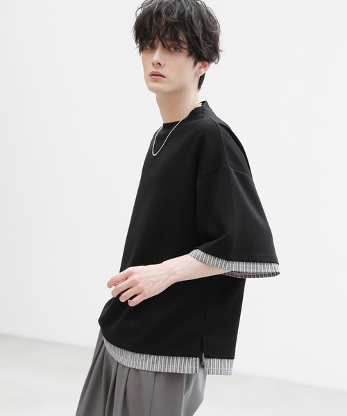 ASTRONOMY(アストロノミー)の「半袖フェイクレイヤードオーバーサイズポンチTシャツ(Tシャツ/カットソー・メンズ・グリーン/ホワイト/グレー/ブルー/ブラック/ワイン・S/M/L/XL)」の21枚目の写真