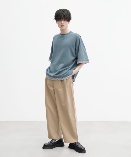 ASTRONOMY(アストロノミー)の「半袖フェイクレイヤードオーバーサイズポンチTシャツ(Tシャツ/カットソー・メンズ・グリーン/ホワイト/グレー/ブルー/ブラック/ワイン・S/M/L/XL)」の17枚目の写真