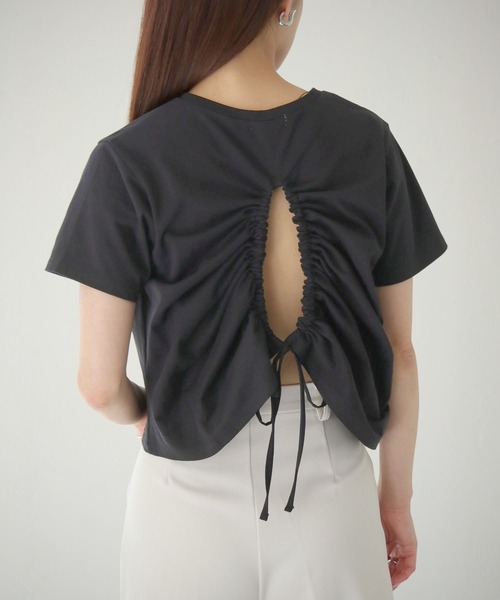 cheriella（シェリエラ）の「【cheriella】WEB限定バックストリングTシャツ（Tシャツ/カットソー・レディース・ブラック/ホワイト・M）」の4枚目の写真