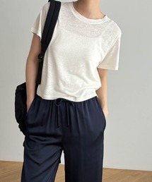 CANAL JEAN | El mar(エルマール) リネン混スラブ半袖Tシャツ(Tシャツ/カットソー)