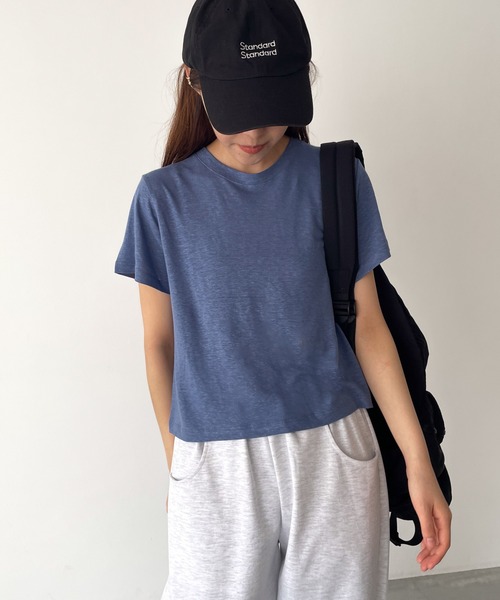 CANAL JEAN(キャナルジーン)の「El mar リネン混スラブ半袖Tシャツ(Tシャツ/カットソー・レディース・ブラック/ブルー/ホワイト・ONE SIZE)」の3枚目の写真