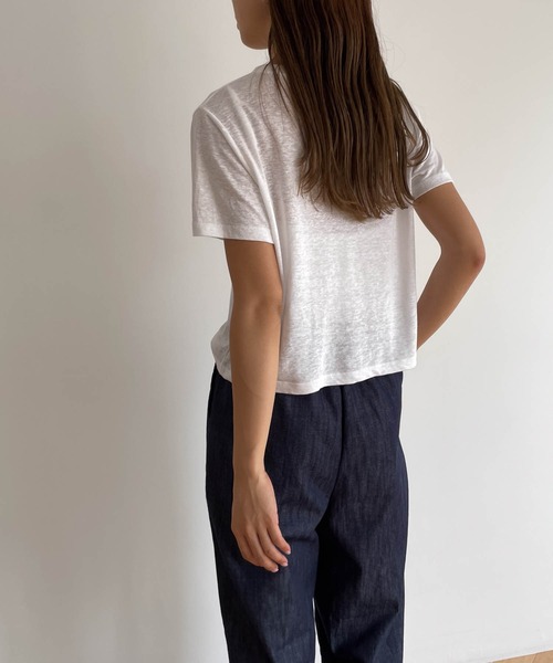CANAL JEAN(キャナルジーン)の「El mar リネン混スラブ半袖Tシャツ(Tシャツ/カットソー・レディース・ブラック/ブルー/ホワイト・ONE SIZE)」の13枚目の写真