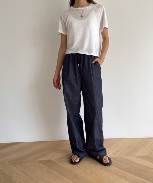 CANAL JEAN(キャナルジーン)の「El mar リネン混スラブ半袖Tシャツ(Tシャツ/カットソー・レディース・ブラック/ブルー/ホワイト・ONE SIZE)」の15枚目の写真