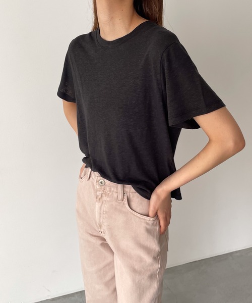 CANAL JEAN(キャナルジーン)の「El mar リネン混スラブ半袖Tシャツ(Tシャツ/カットソー・レディース・ブラック/ブルー/ホワイト・ONE SIZE)」の9枚目の写真