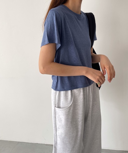 CANAL JEAN(キャナルジーン)の「El mar リネン混スラブ半袖Tシャツ(Tシャツ/カットソー・レディース・ブラック/ブルー/ホワイト・ONE SIZE)」の6枚目の写真