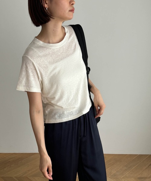 CANAL JEAN(キャナルジーン)の「El mar リネン混スラブ半袖Tシャツ(Tシャツ/カットソー・レディース・ブラック/ブルー/ホワイト・ONE SIZE)」の18枚目の写真