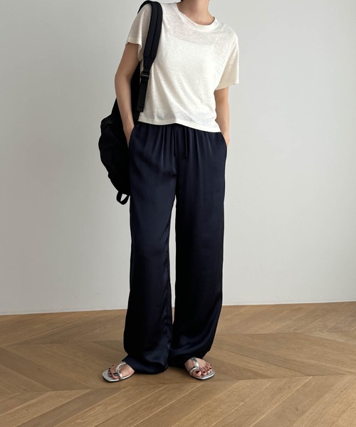 CANAL JEAN(キャナルジーン)の「El mar リネン混スラブ半袖Tシャツ(Tシャツ/カットソー・レディース・ブラック/ブルー/ホワイト・ONE SIZE)」の20枚目の写真