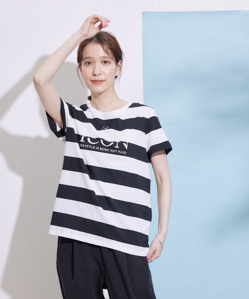 Jayro（ジャイロ）の「フロッキープリントTシャツ（Tシャツ/カットソー・レディース・ホワイト/グレー系その他/ブラック/ブラック系その他・FREE）」の3枚目の写真