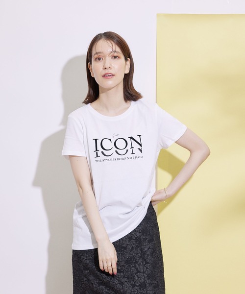Jayro（ジャイロ）の「フロッキープリントTシャツ（Tシャツ/カットソー・レディース・ホワイト/グレー系その他/ブラック/ブラック系その他・FREE）」の2枚目の写真