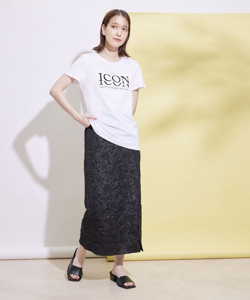 Jayro（ジャイロ）の「フロッキープリントTシャツ（Tシャツ/カットソー・レディース・ホワイト/グレー系その他/ブラック/ブラック系その他・FREE）」の6枚目の写真