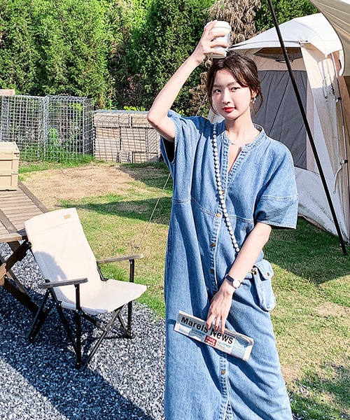 Doula Doula(ドゥーラドゥーラ)の「デニムワンピース(ワンピース・レディース・ライトブルー/ダークブルー・M/L)」の14枚目の写真